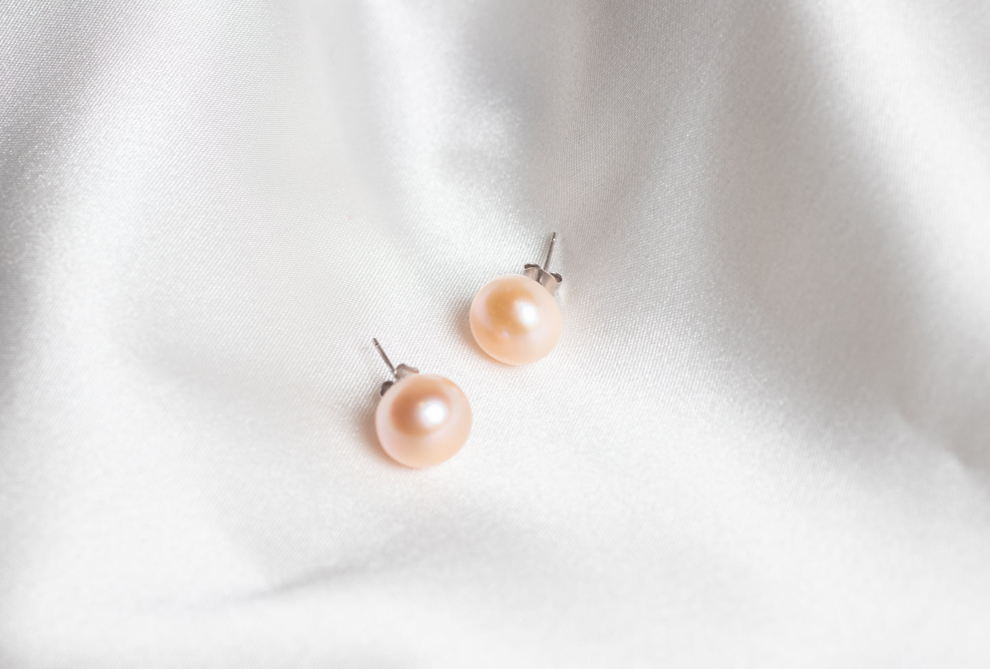 Classic Pearl Studs (Pink - Medium Size)