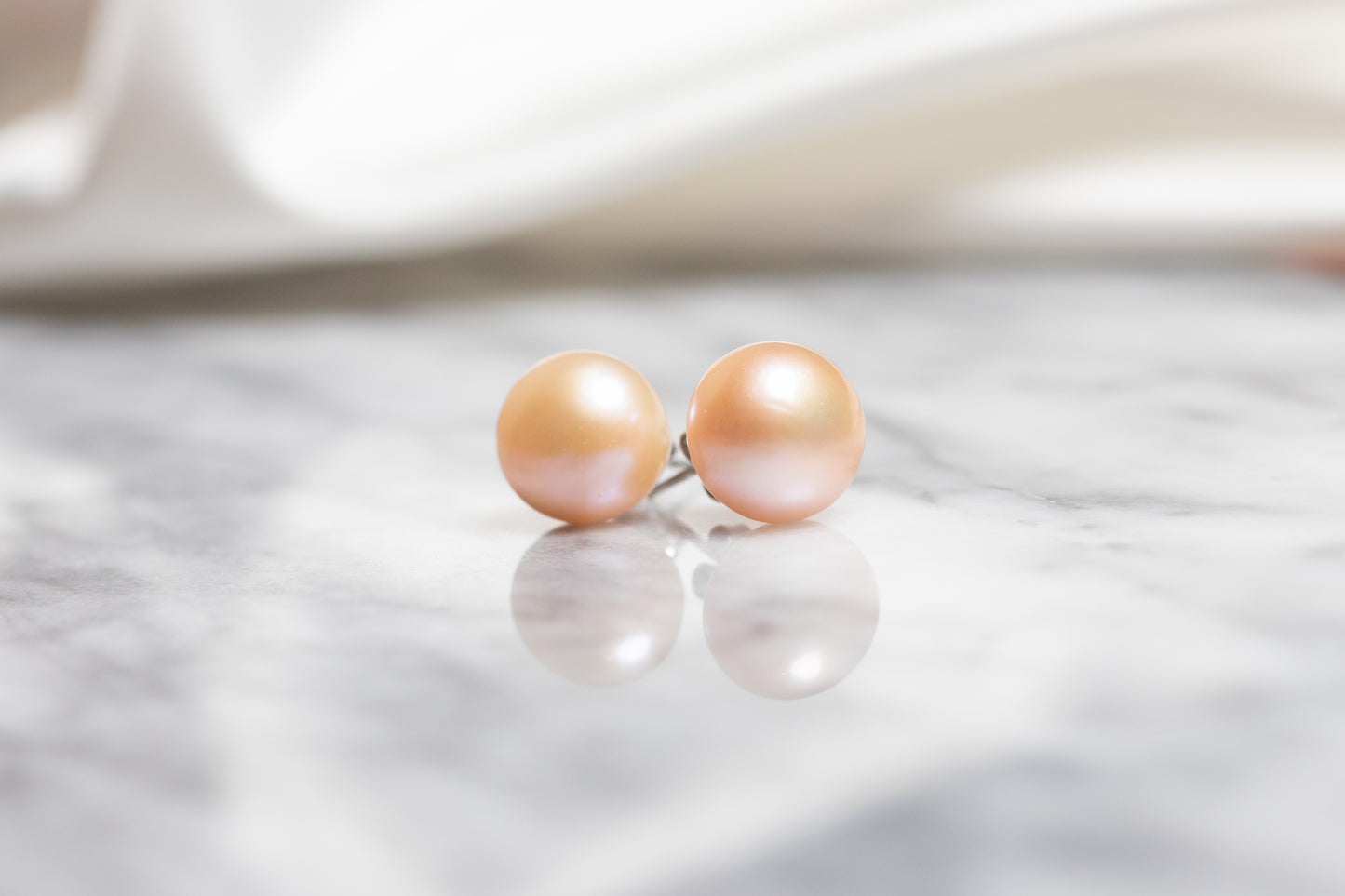 Classic Pearl Studs (Pink - Medium Size)