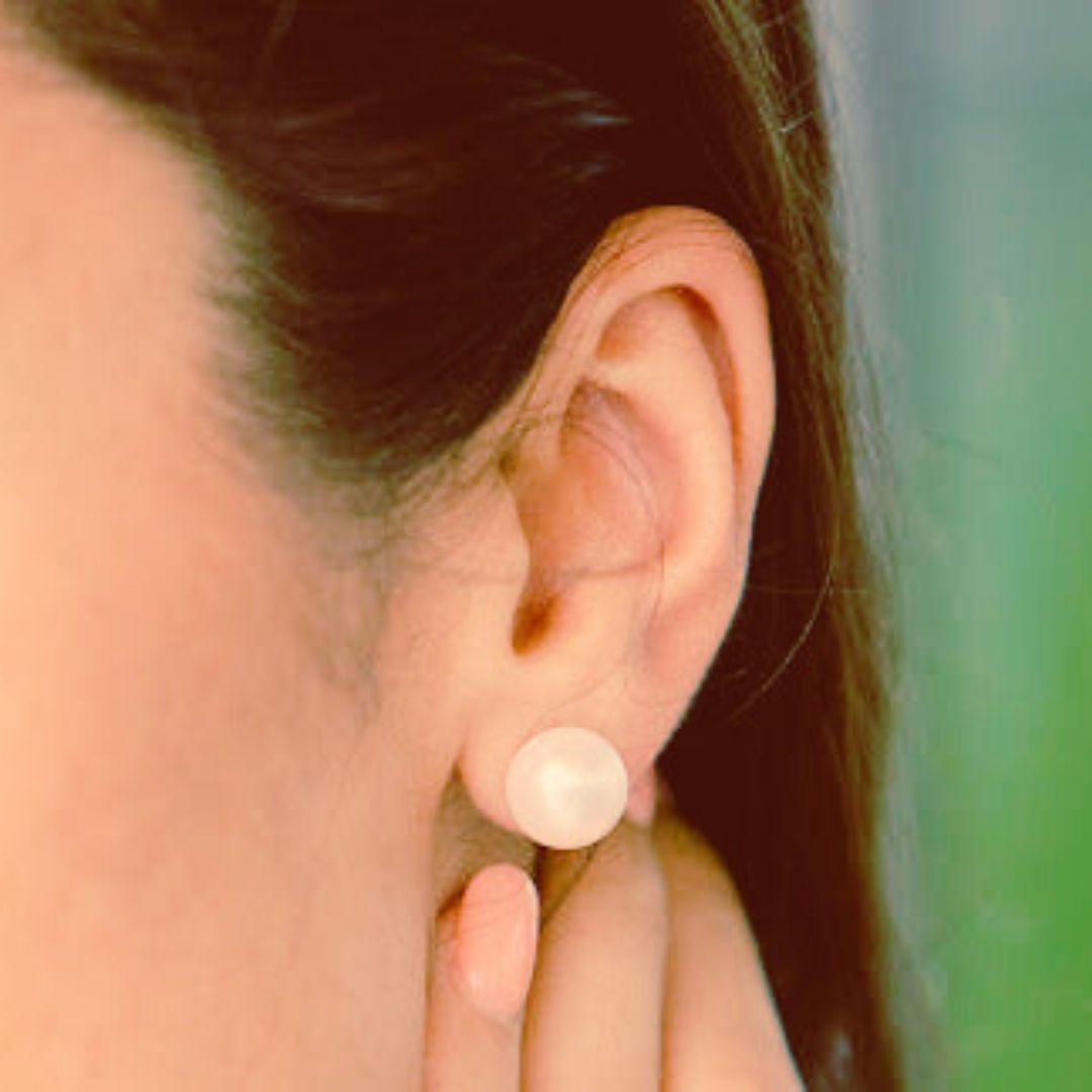 Classic Pearl Studs (Pink - Medium Size)